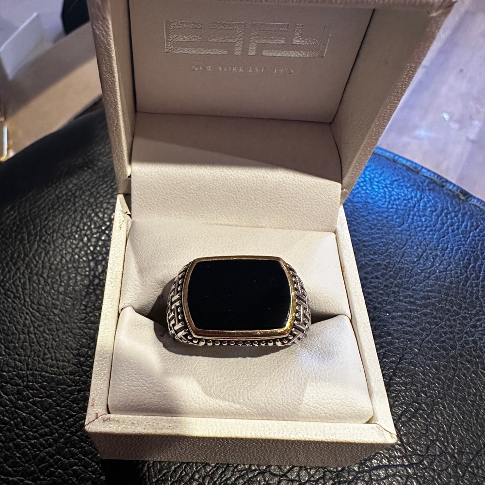 EFFY MENS Onyx Gold sterling ring
